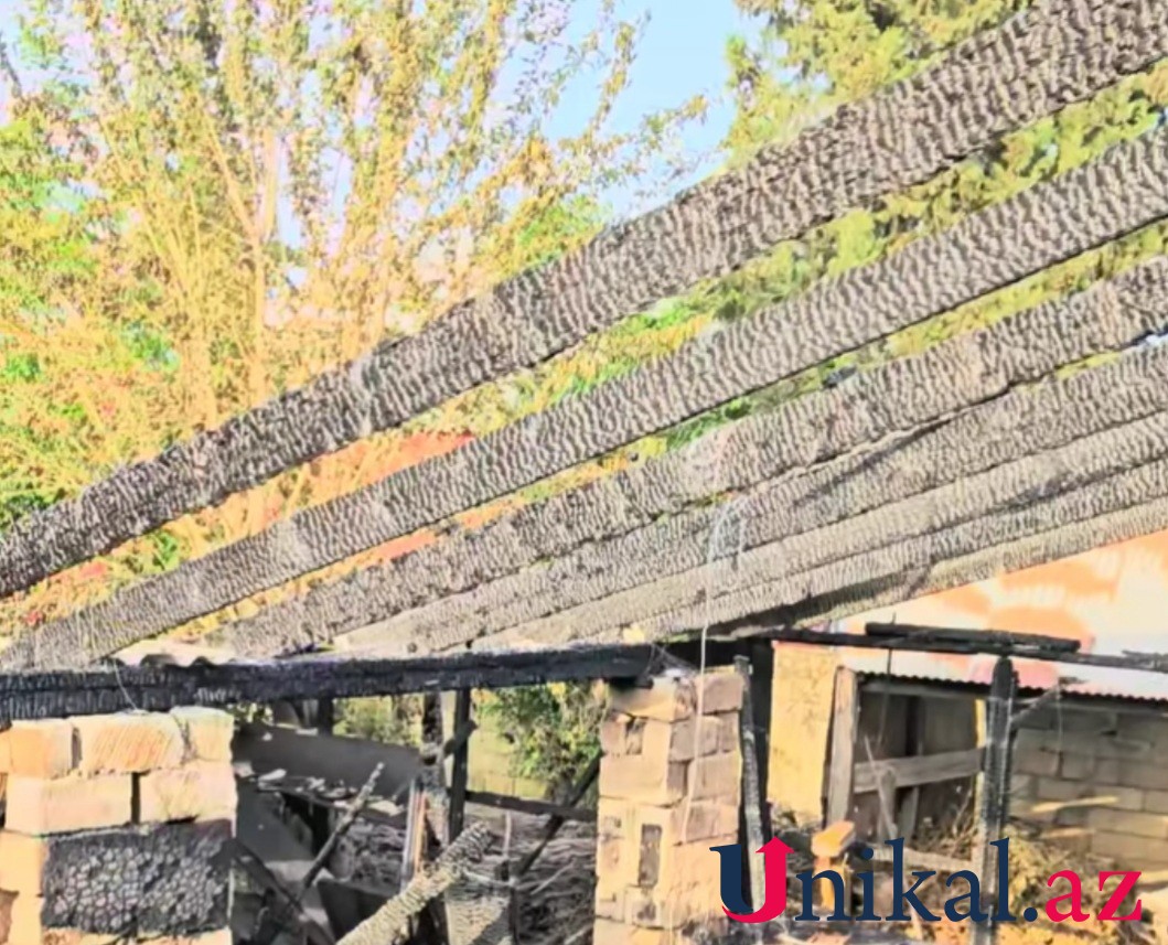 Masallıda ev yanaraq kül oldu - FOTOLAR